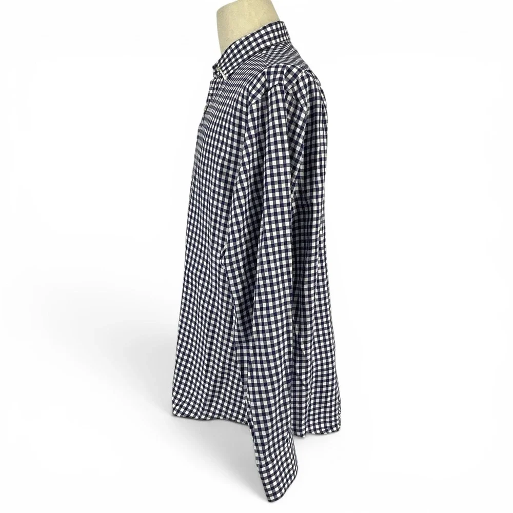 Polo Ralph Lauren Mens‎ XL Gingham Button Down Shirt Navy White Cotton Long Slv